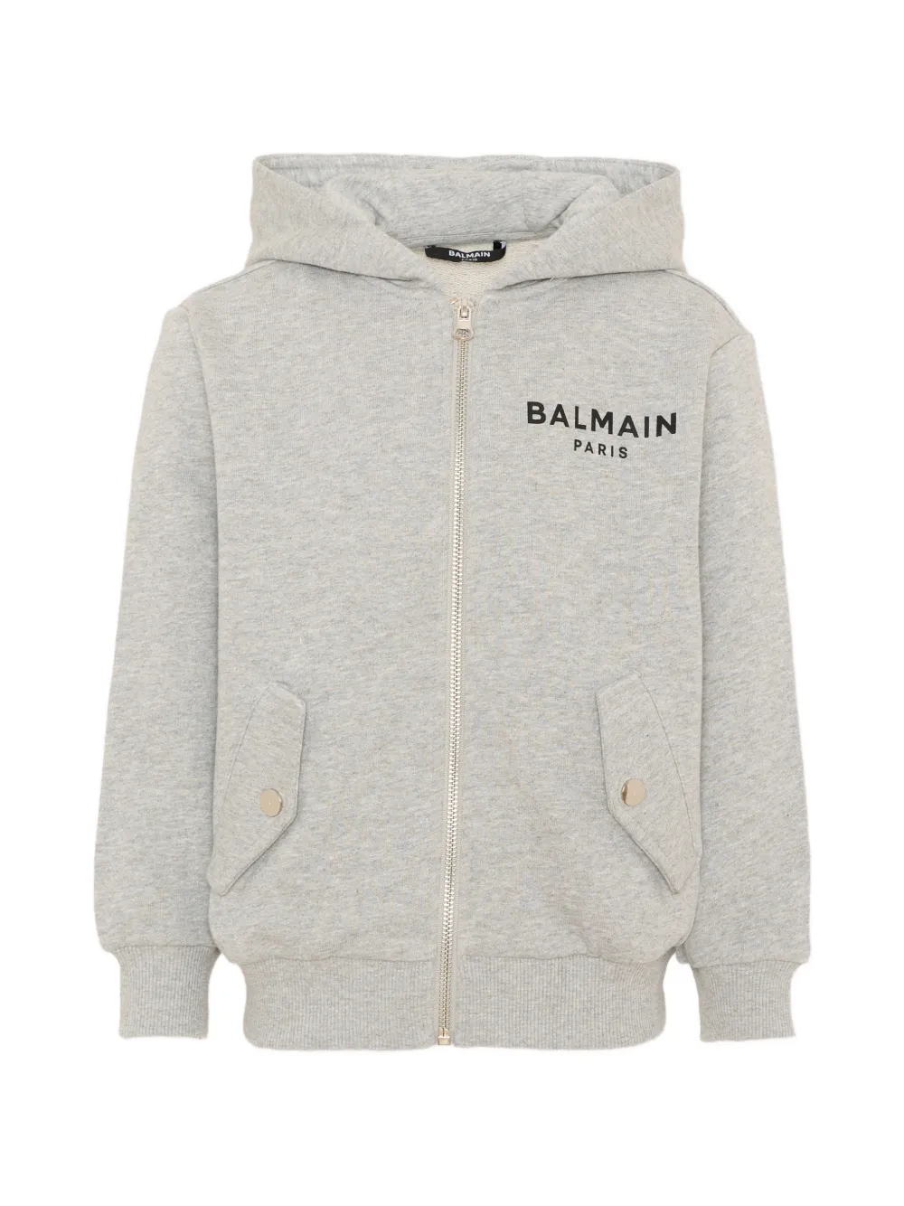 Balmain Kids hoodie zippé à logo imprimé - Gris