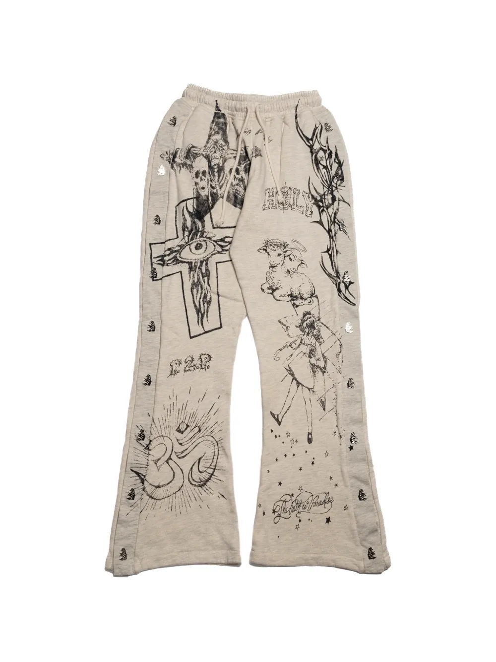 HELLSTAR graffiti-print flared track pants | Grey | Image 1