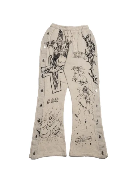 HELLSTAR graffiti-print flared track pants