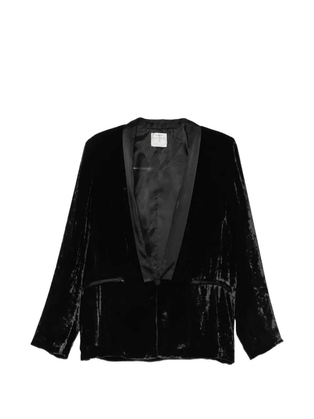 Forte Forte crushed-velvet satin-lapel blazer - Nero
