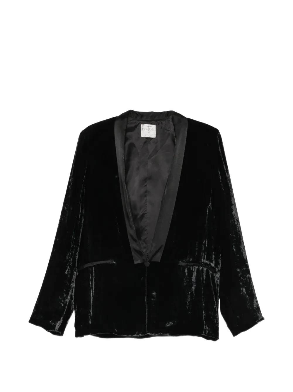 Forte Forte crushed-velvet satin-lapel blazer - Nero