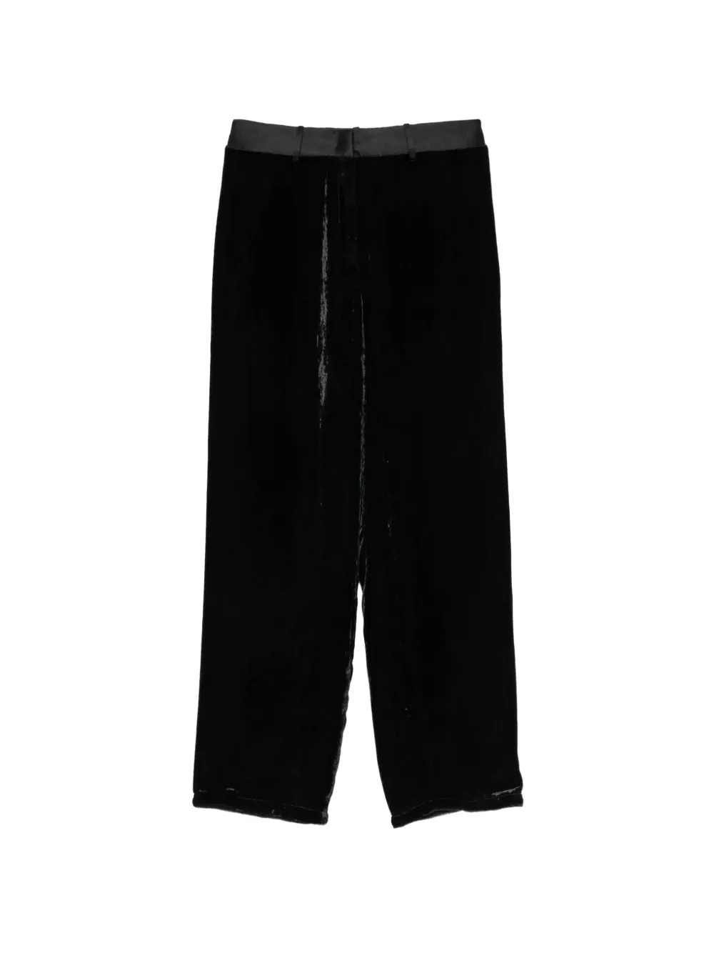 Forte Forte crushed-velvet satin-trim trousers - Nero