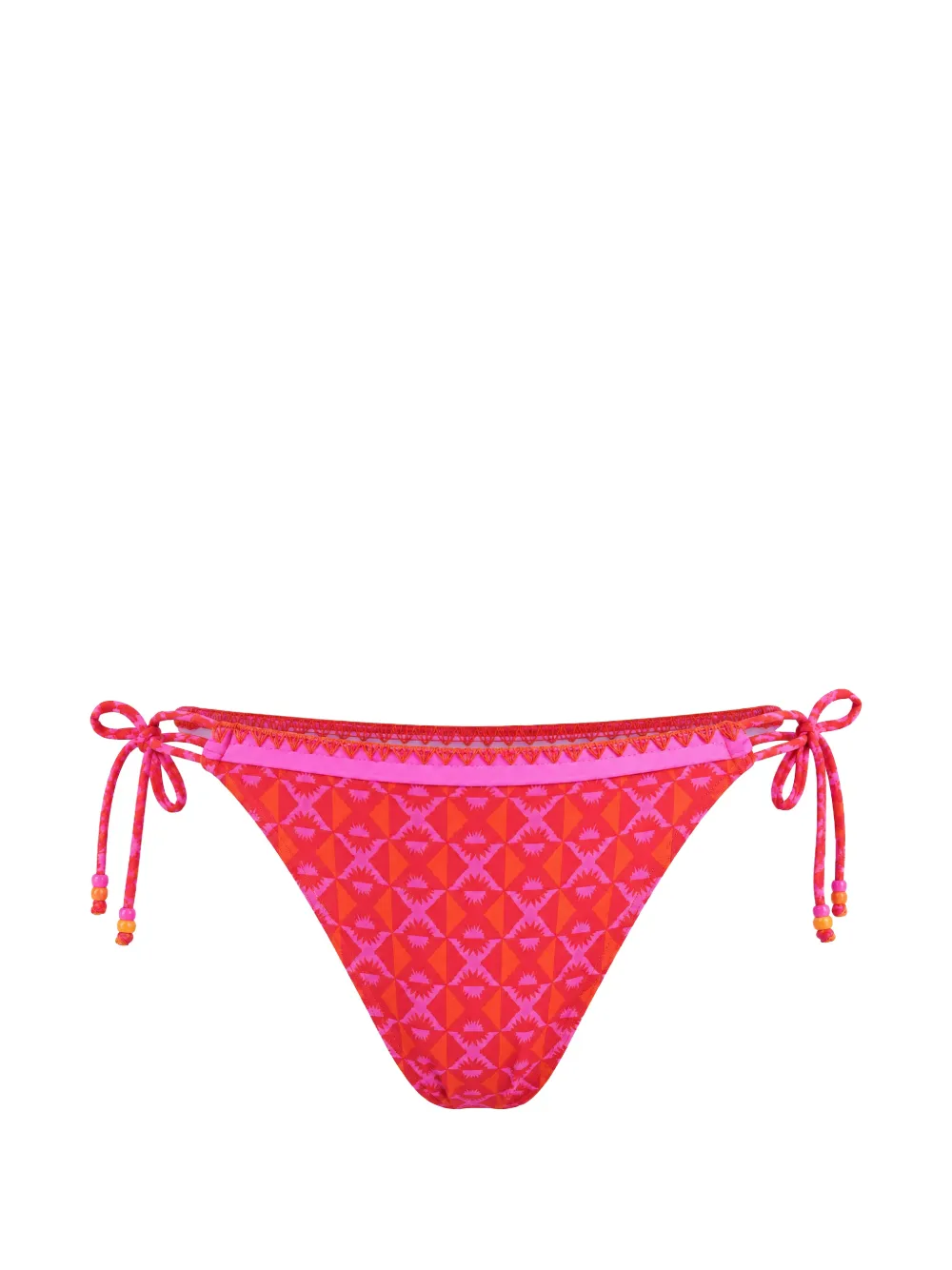 BANANA MOON Bikinislip met geometrische print en gestrikte zijkant Rood