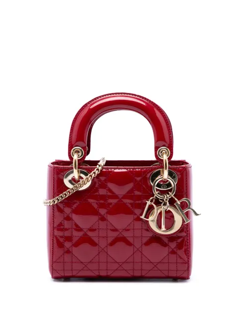 Christian Dior Pre-Owned bolsa satchel de charol Cannage Lady Dior mini 2018