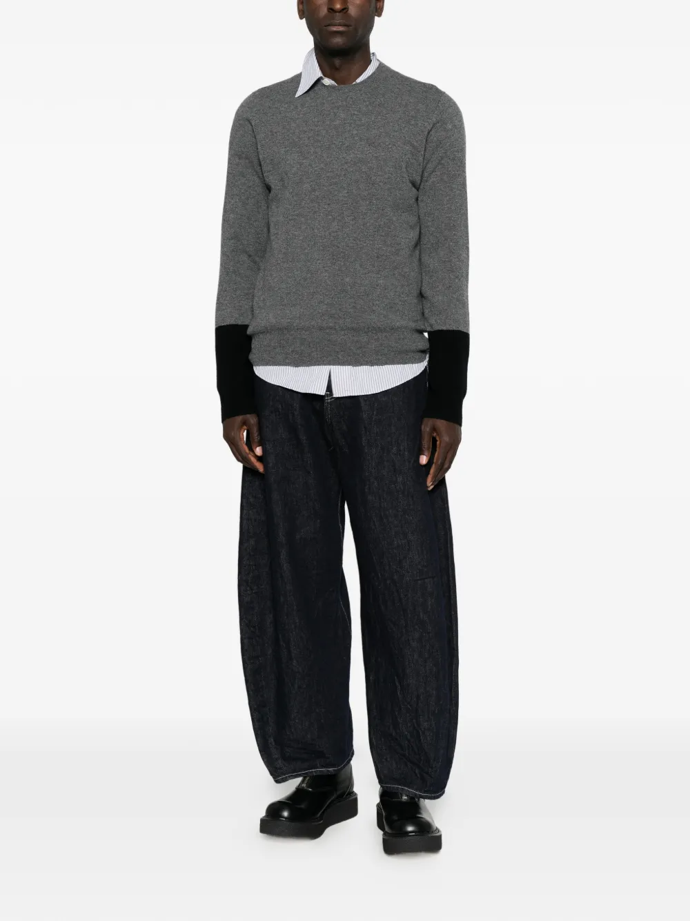 Comme des Garçons Homme Wollen trui met colourblocking Grijs
