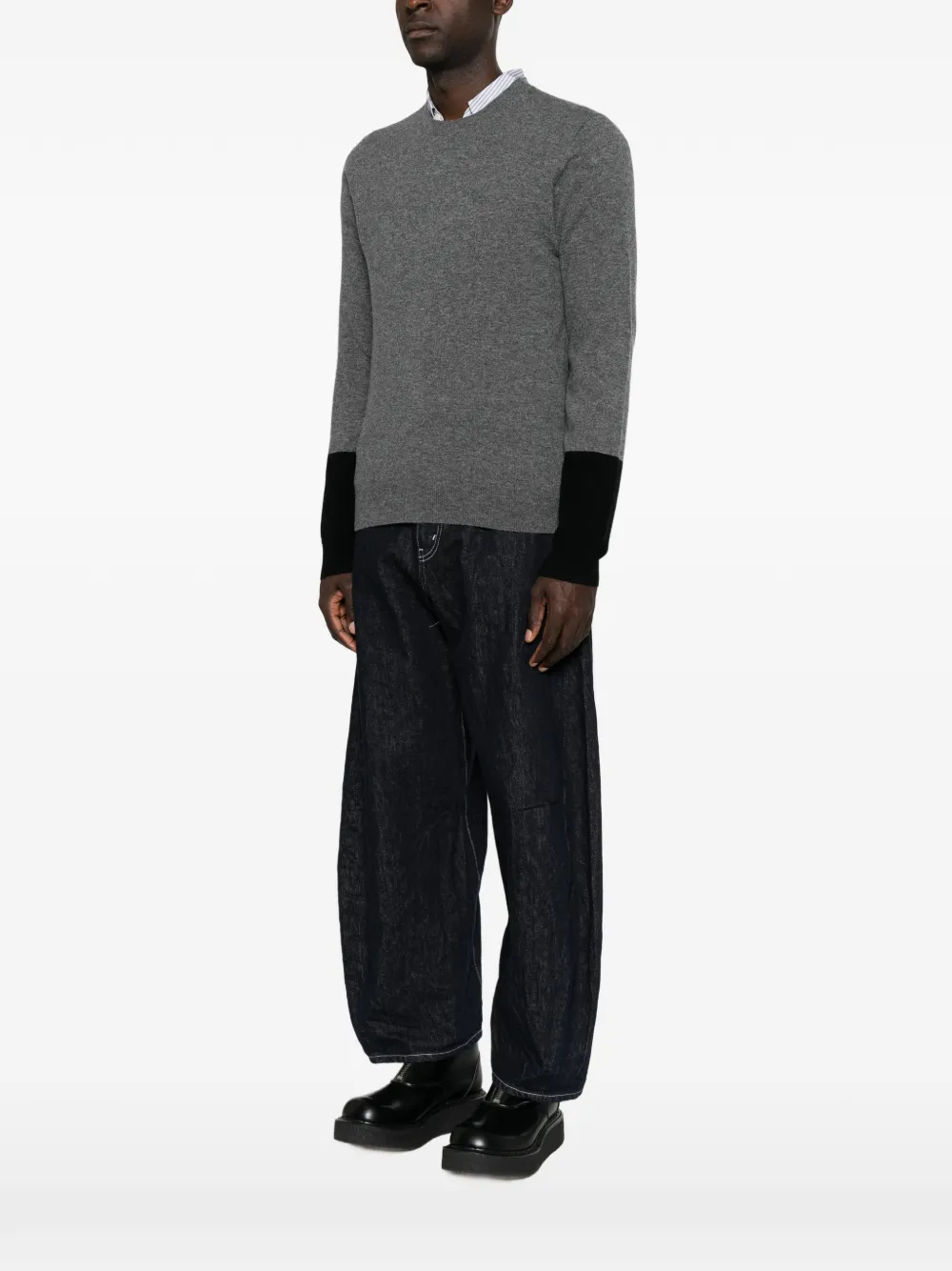 Comme des Garçons Homme Wollen trui met colourblocking Grijs