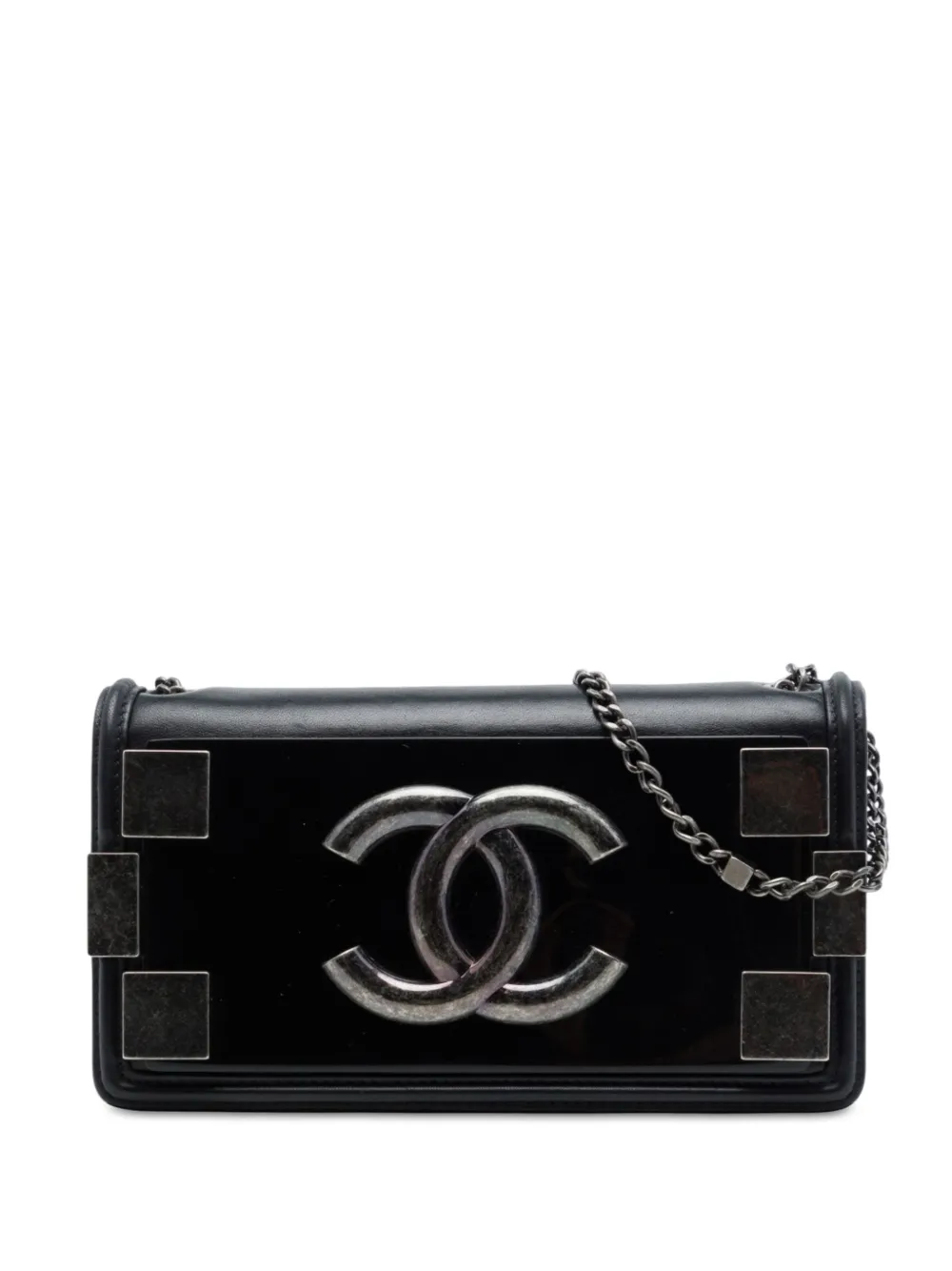 CHANEL Pre-Owned 2013-2014 Lambskin and Acrylic Boy Brick Horizontal Flap crossbody bag - Nero