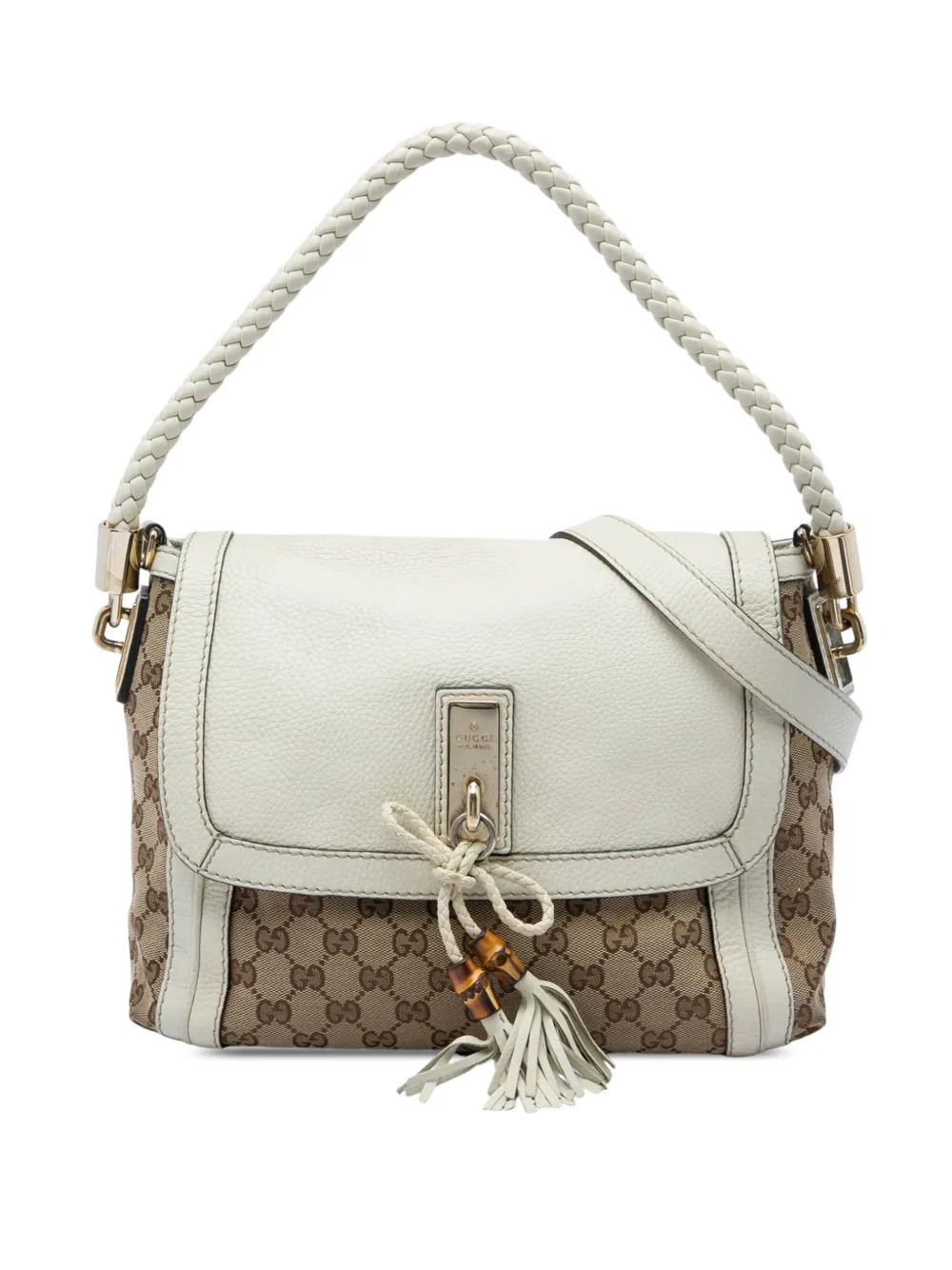 Gucci Pre-Owned 2016-2026 GG Canvas Bella Flap satchel - White