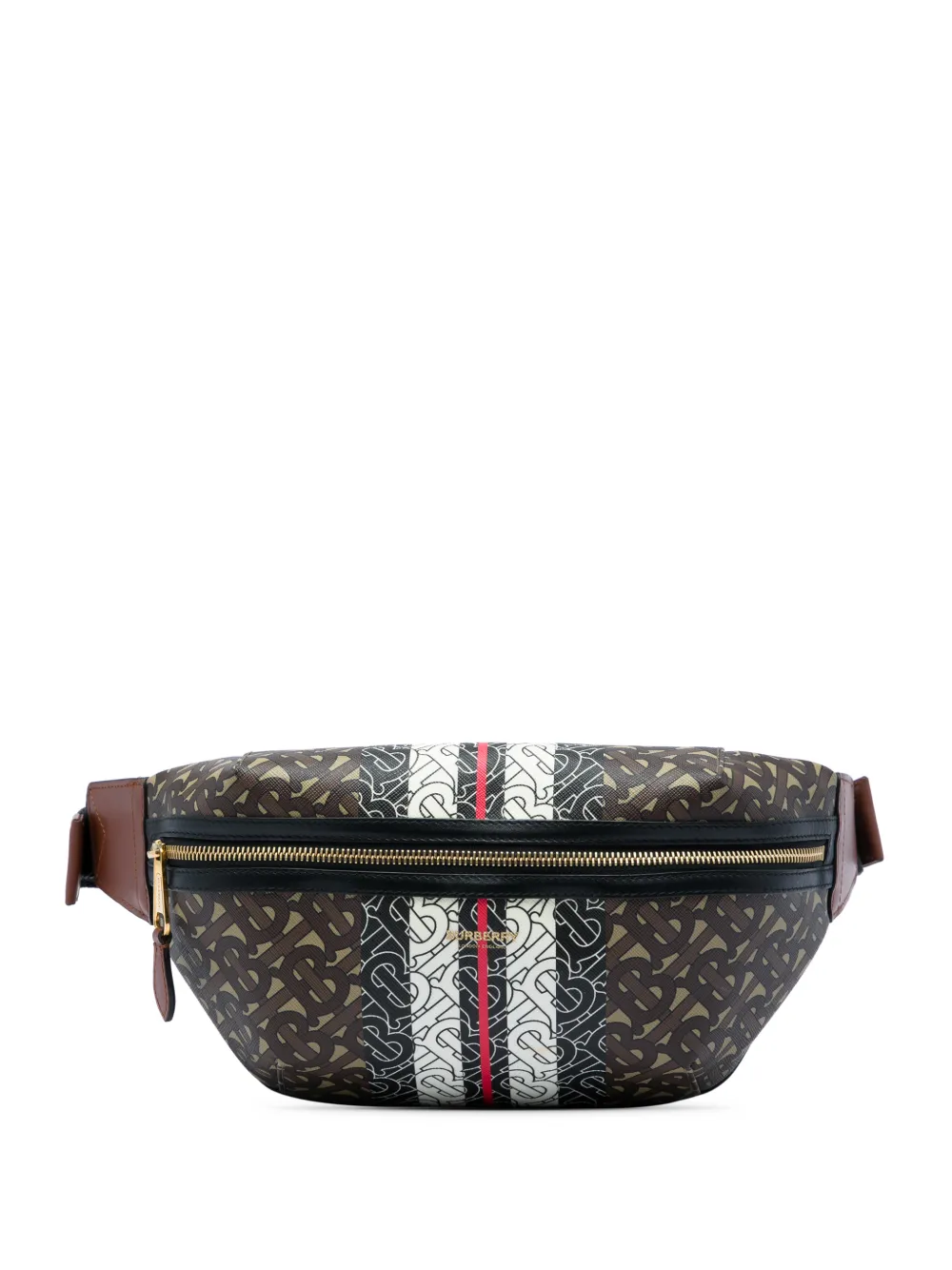 Burberry Pre-Owned sac banane Sonny en toile monogrammée TB à rayures (2018-2023) - Marron