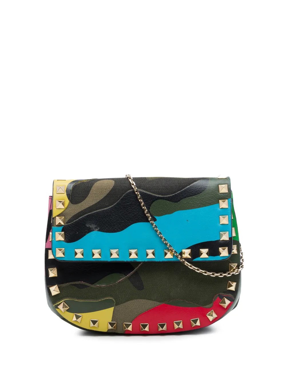 Valentino Garavani Pre-Owned 2014-2015 mini Camouflage Rockstud Glam Lock Umhängetasche aus Nappaleder und Canvas - Grün