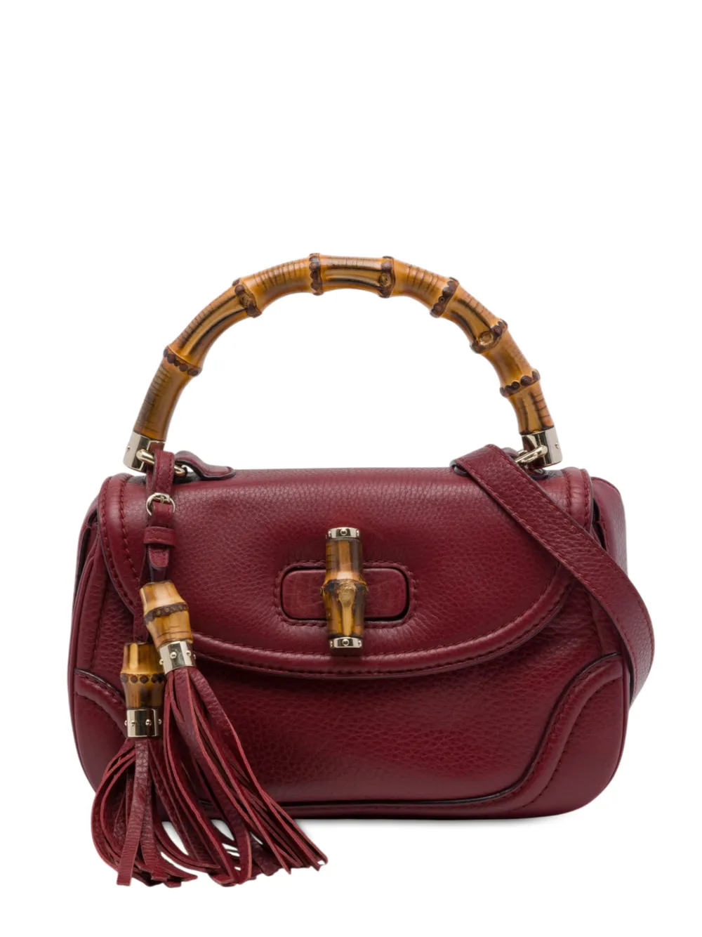 Gucci Pre-Owned sac à main New format moyen en cuir de veau et bambou (2016-2026) - Rouge