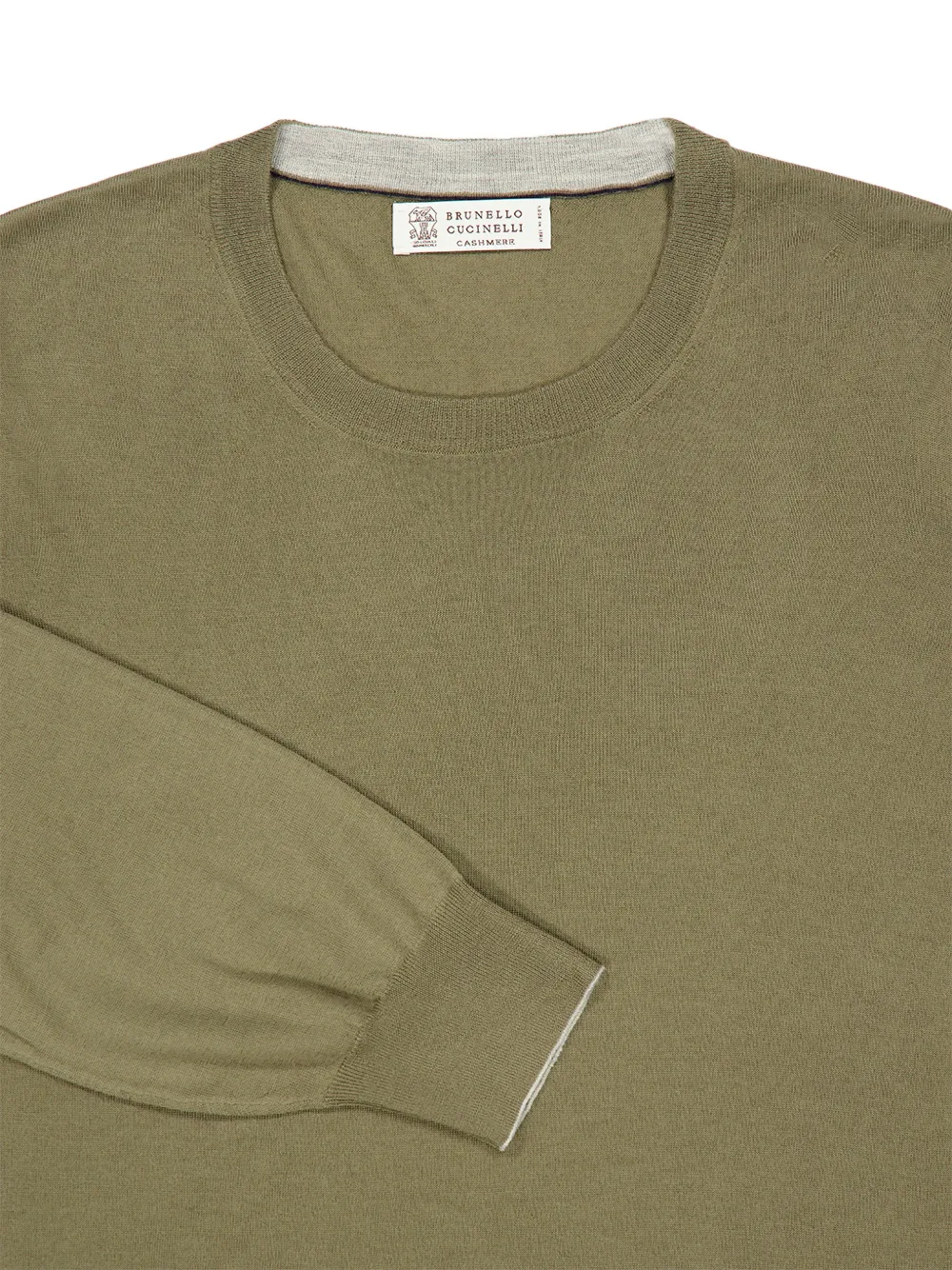 Brunello Cucinelli Trui met ronde hals en geribbelde afwerking Groen