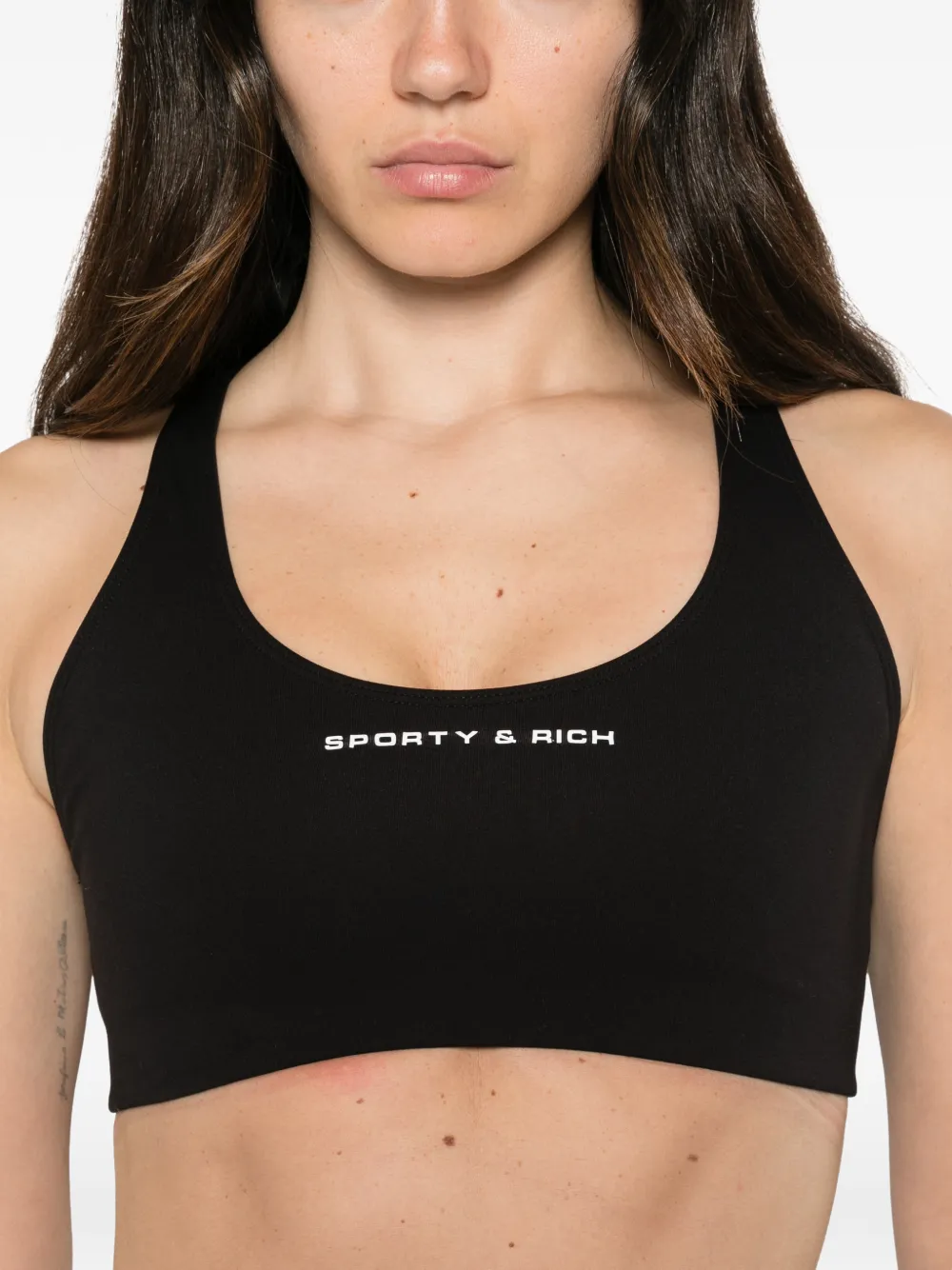 Sporty & Rich Sport-bh met logoprint Zwart