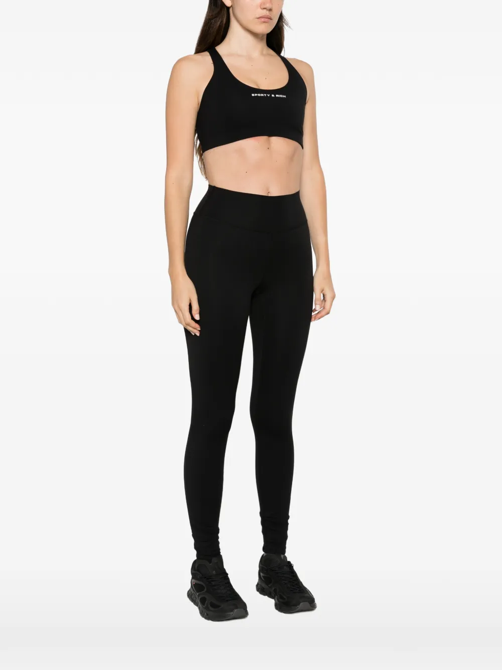 Sporty & Rich Sport-bh met logoprint Zwart