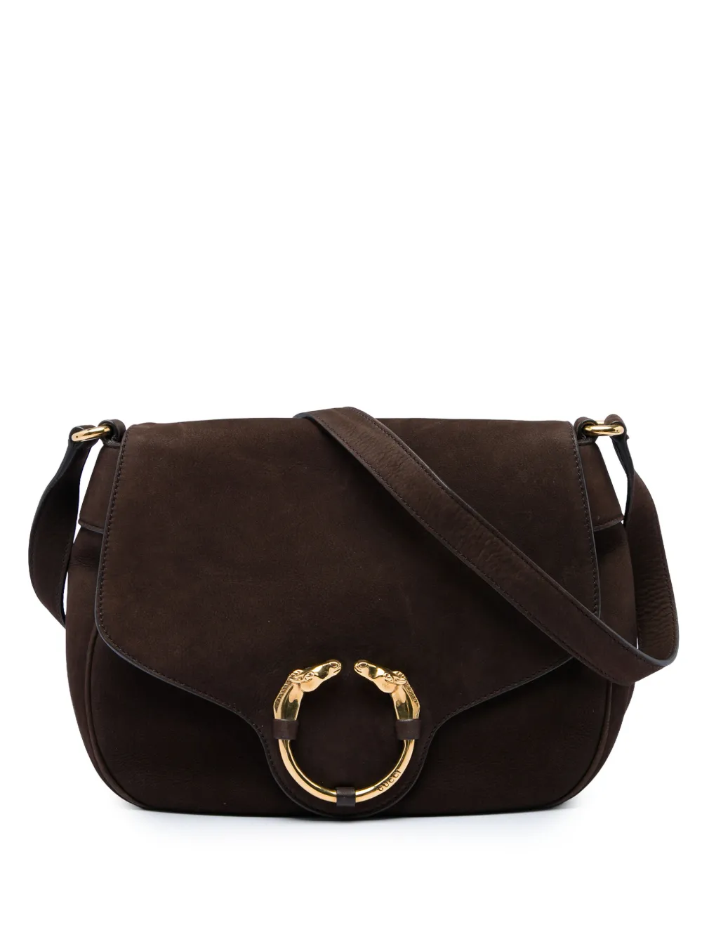 Gucci Pre-Owned 2016-2026 Nubuck Ribot Horse Head Flap crossbody bag - Marrone