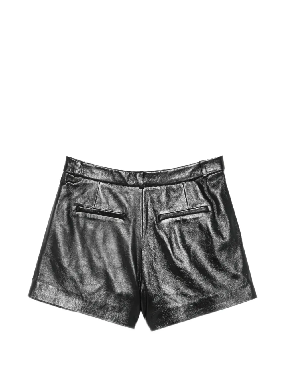 Arma Geplooide leren shorts Zwart