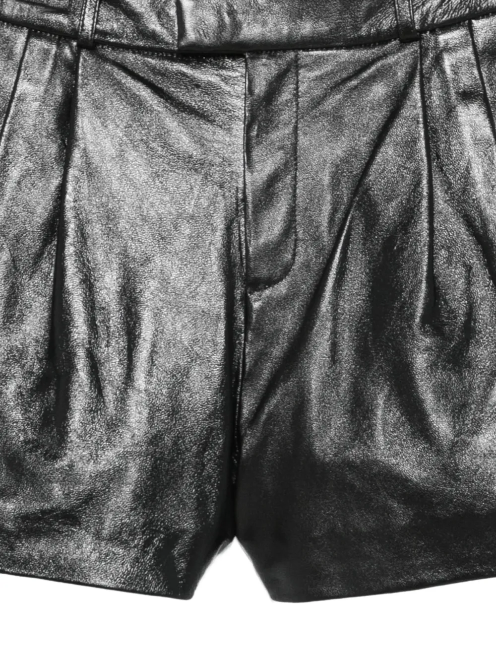 Arma Geplooide leren shorts Zwart