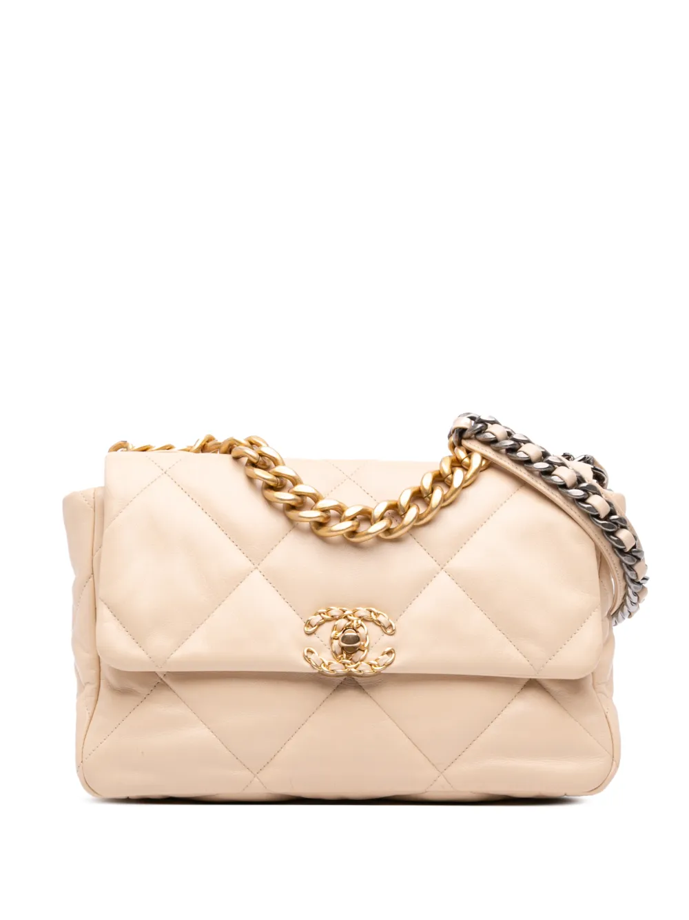 CHANEL Pre-Owned 2020 Large Lambskin 19 Flap satchel - Toni neutri