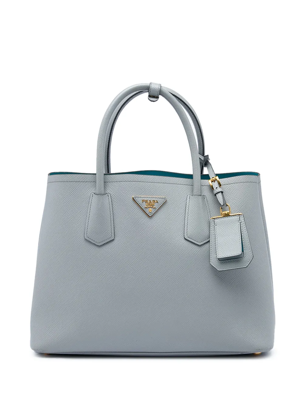 Prada Pre-Owned 2013-2026 Medium Saffiano Cuir Double satchel - Grigio