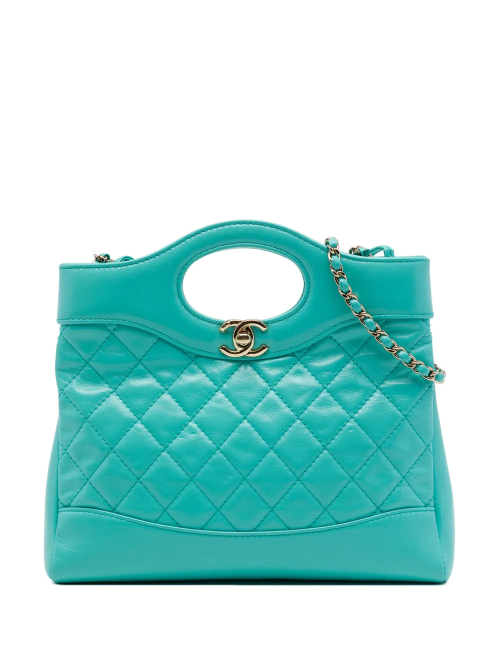 CHANEL Pre-Owned 2021-2026 Mini Quilted Shiny Lambskin 31 Shopping Bag satchel - Blu