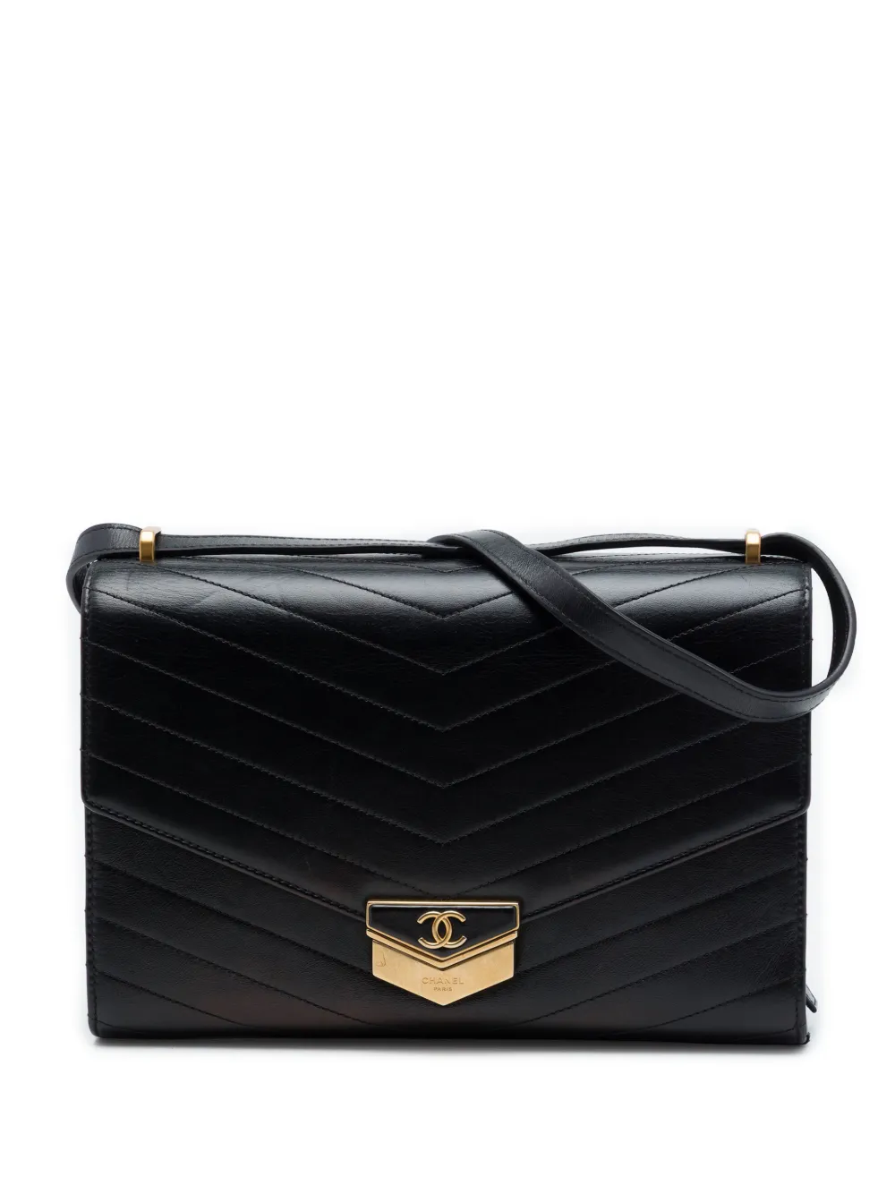 CHANEL Pre-Owned 2018-2019 CC Chevron Calfskin Medal Flap shoulder bag - Nero