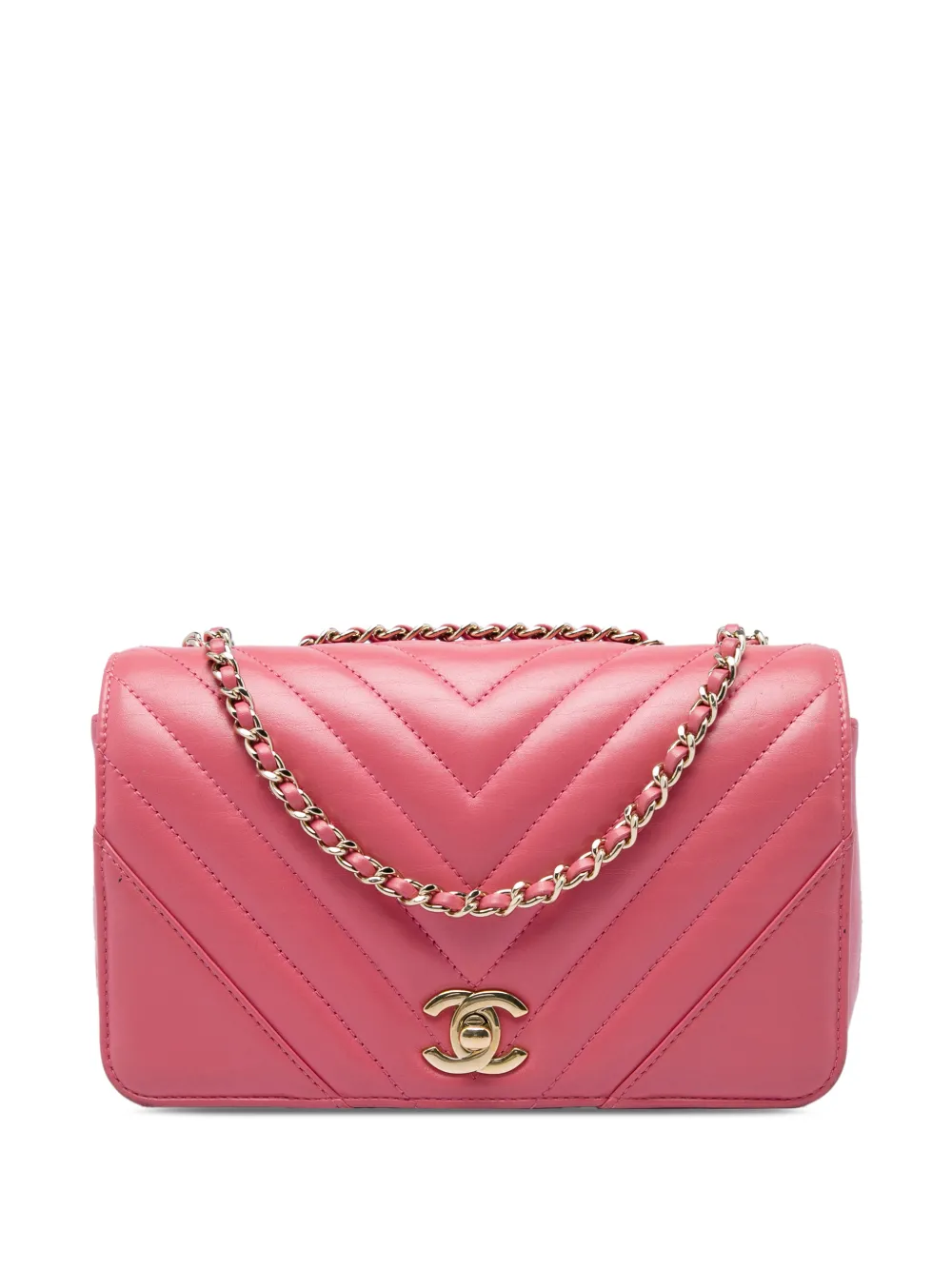CHANEL Pre-Owned 2019 Mini Chevron Calfskin Statement Flap crossbody bag - Rosa