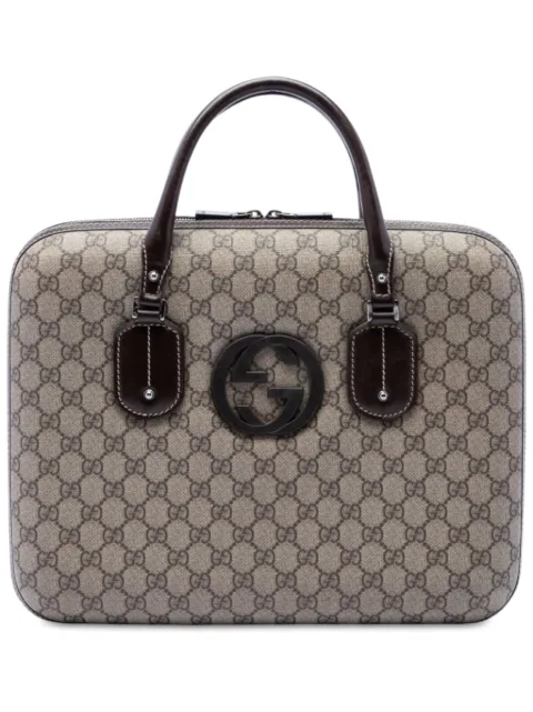 Gucci Pre-Owned 2016-2026 GG Supreme Interlocking G Briefcase business bag
