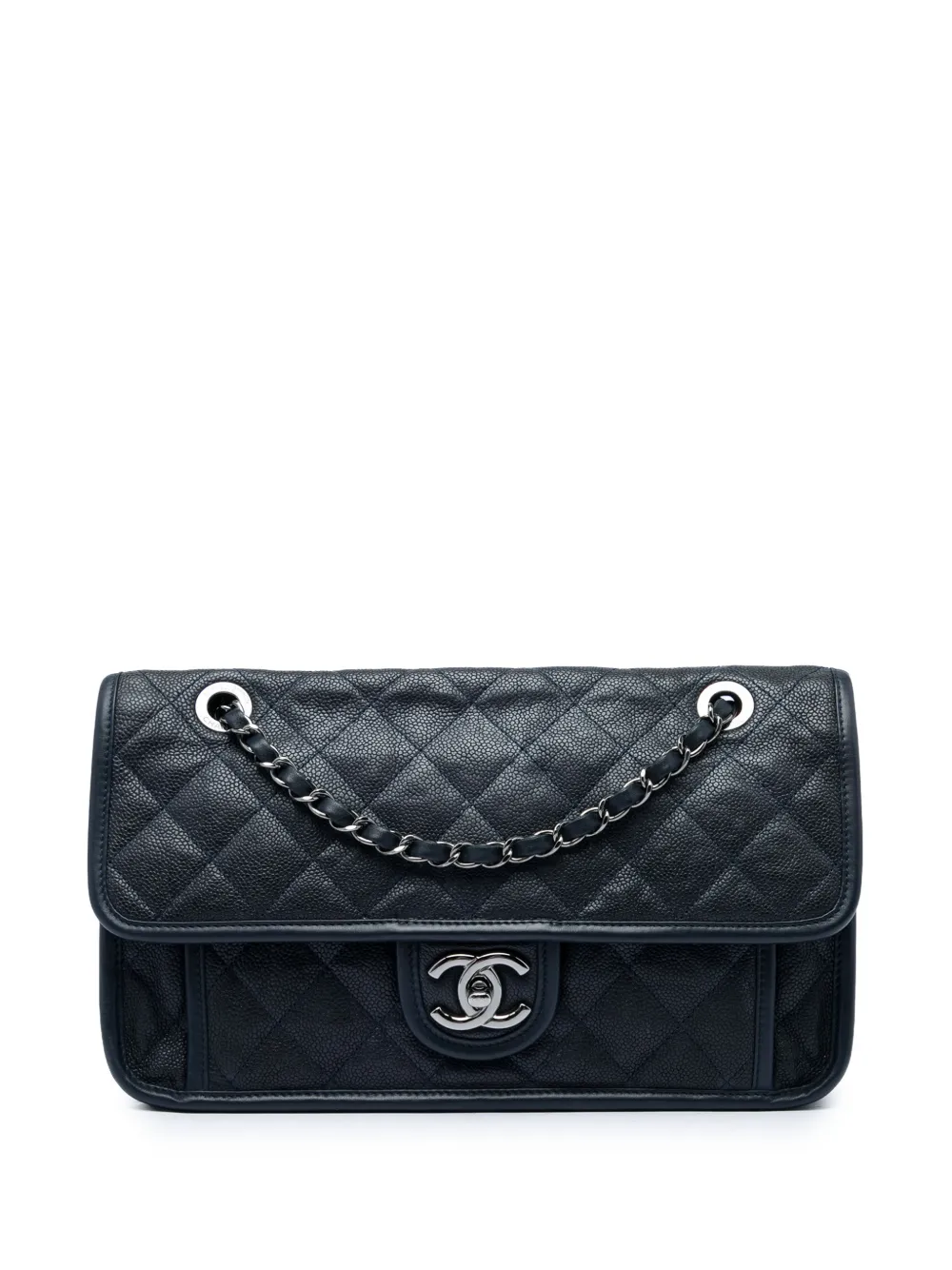 CHANEL Pre-Owned 2014-2015 Medium Quilted Caviar French Riviera Flap shoulder bag - Blu