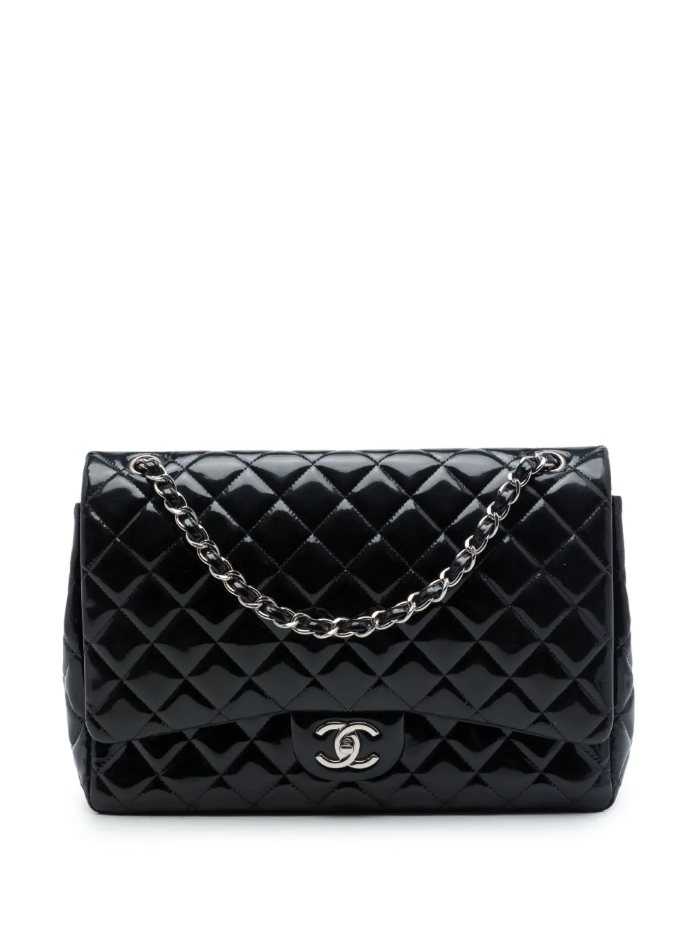 CHANEL Pre-Owned 2012-2013 Maxi Classic Patent Double Flap shoulder bag - Nero