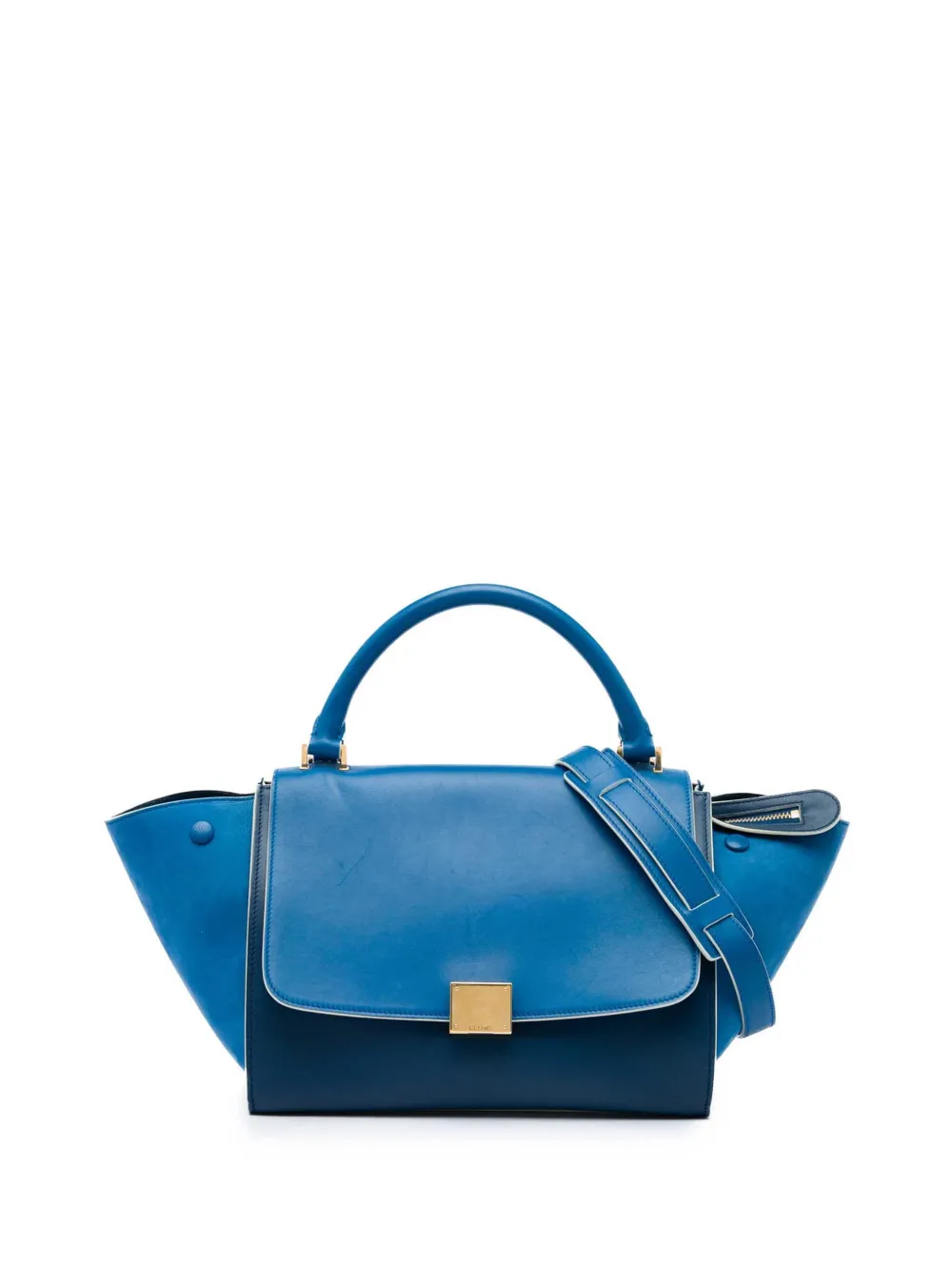 Celine Pre-Owned 2015 Small Bicolor Calfskin and Nubuck Trapeze satchel - Blu