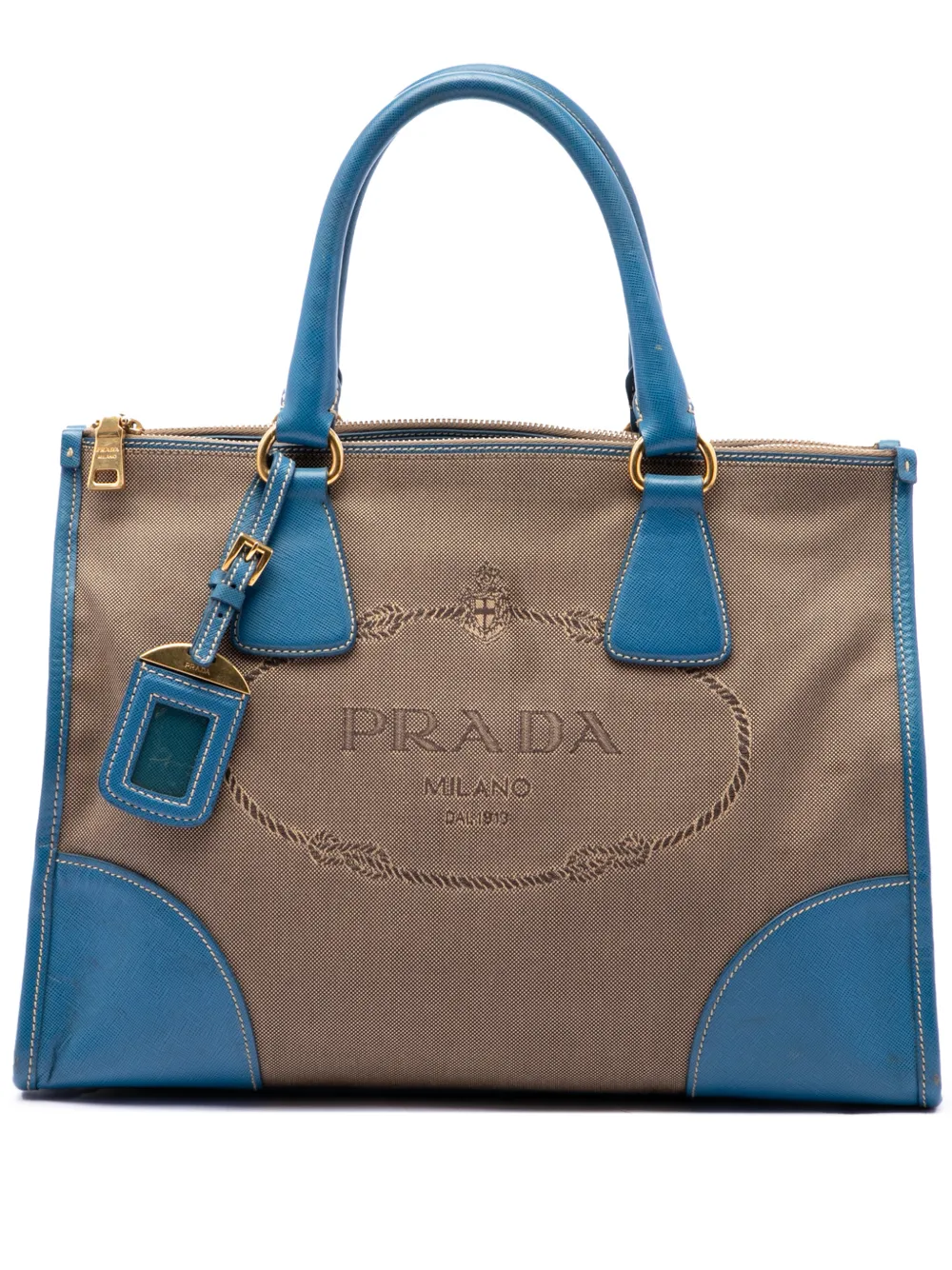 Prada Pre-Owned 2013-2026 Saffiano Trimmed Canvas Canapa Logo Double Zip satchel - Marrone
