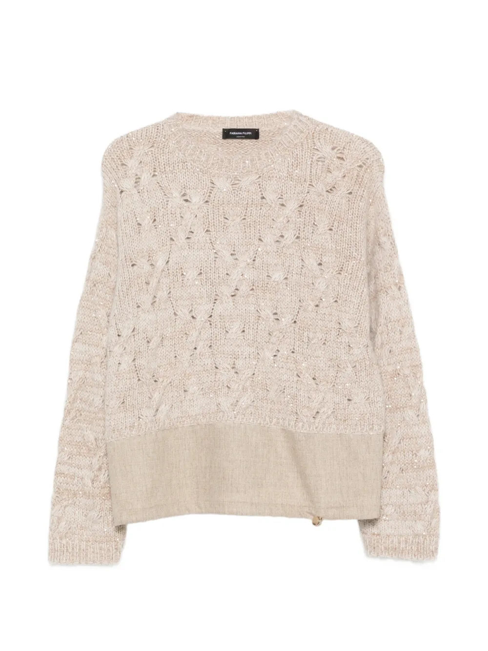Fabiana Filippi cable-knit sequin-embellished sweater - Neutrals