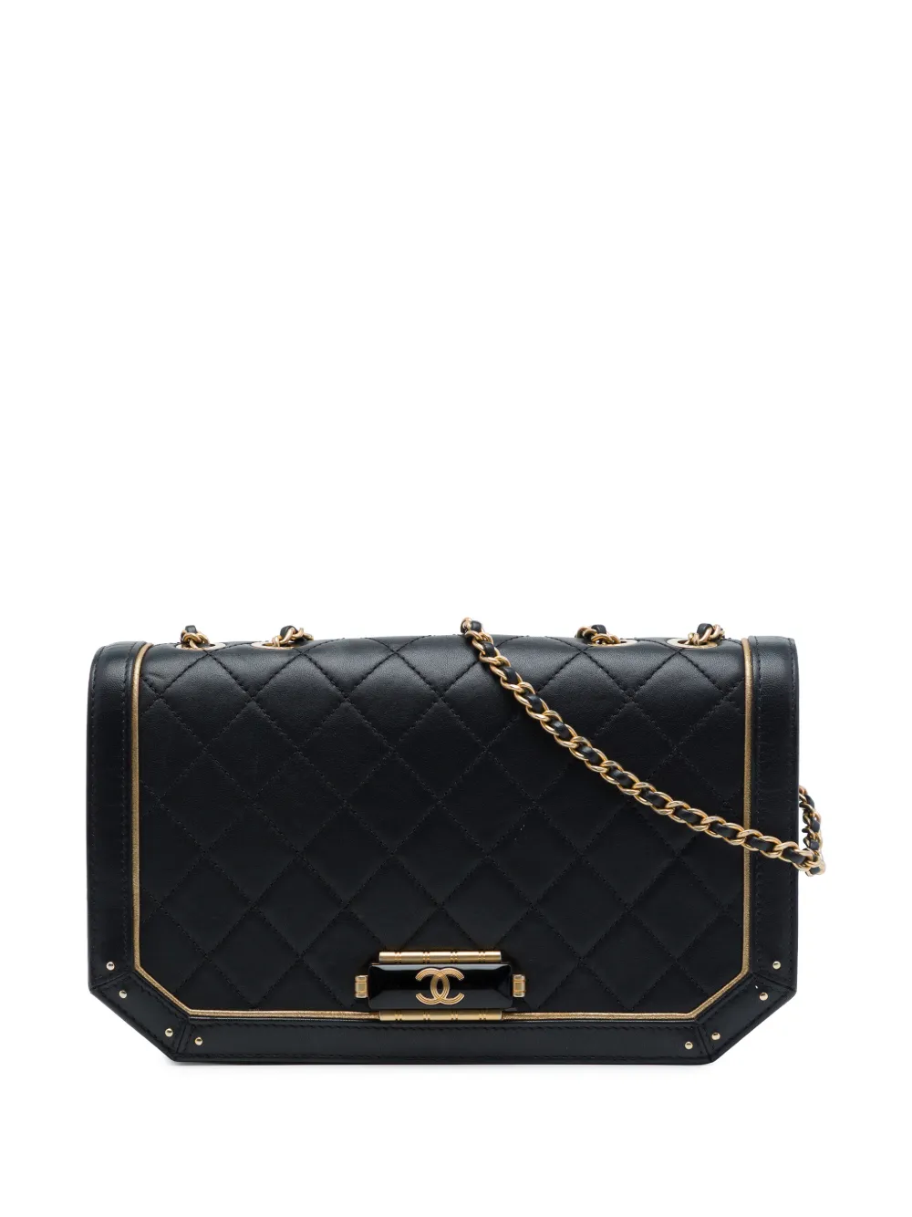 CHANEL Pre-Owned 2017-2018 Medium Quilted Calfskin Octagon CC Clasp Flap crossbody bag - Nero