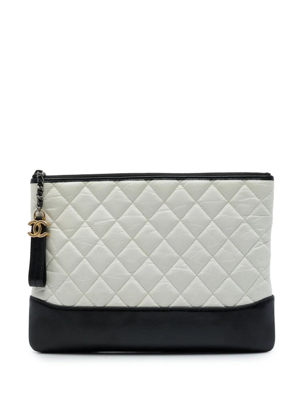 CHANEL Pre-Owned 2019 Medium Bicolor Quilted Aged Calfskin Gabrielle O Case clutch bag - Nero