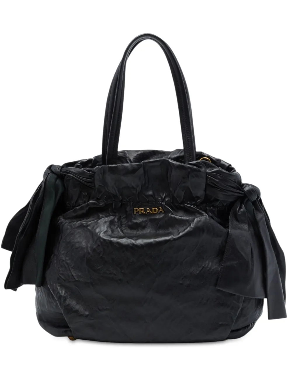Prada Pre-Owned 2010-2026 Nappa Antique Bow Tote satchel - Nero