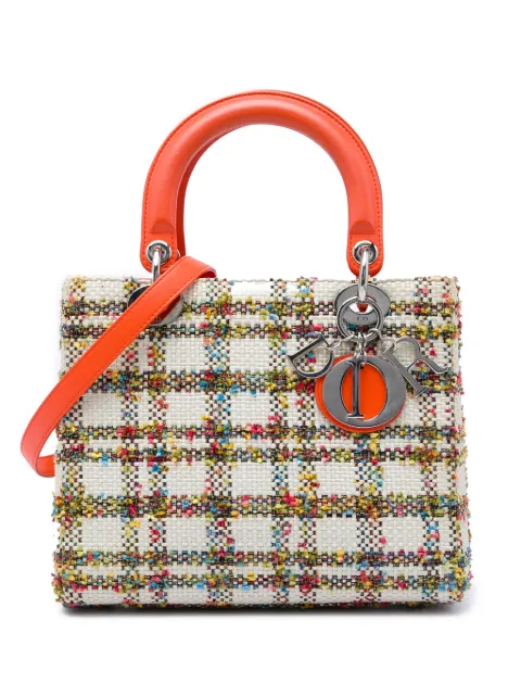 Christian Dior Pre-Owned bolsa satchel Lady Dior mediana de tweed 2014