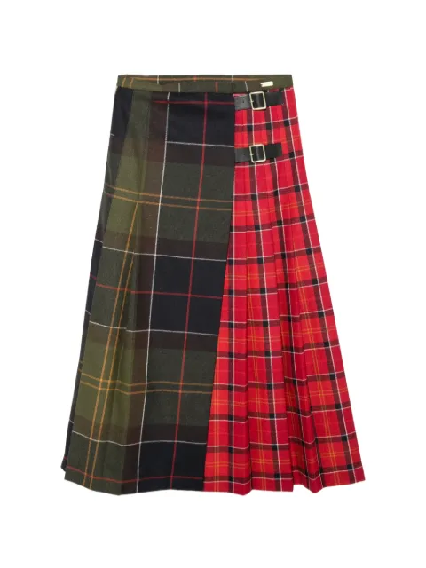 Barbour Marena buckled pleated mid skirt