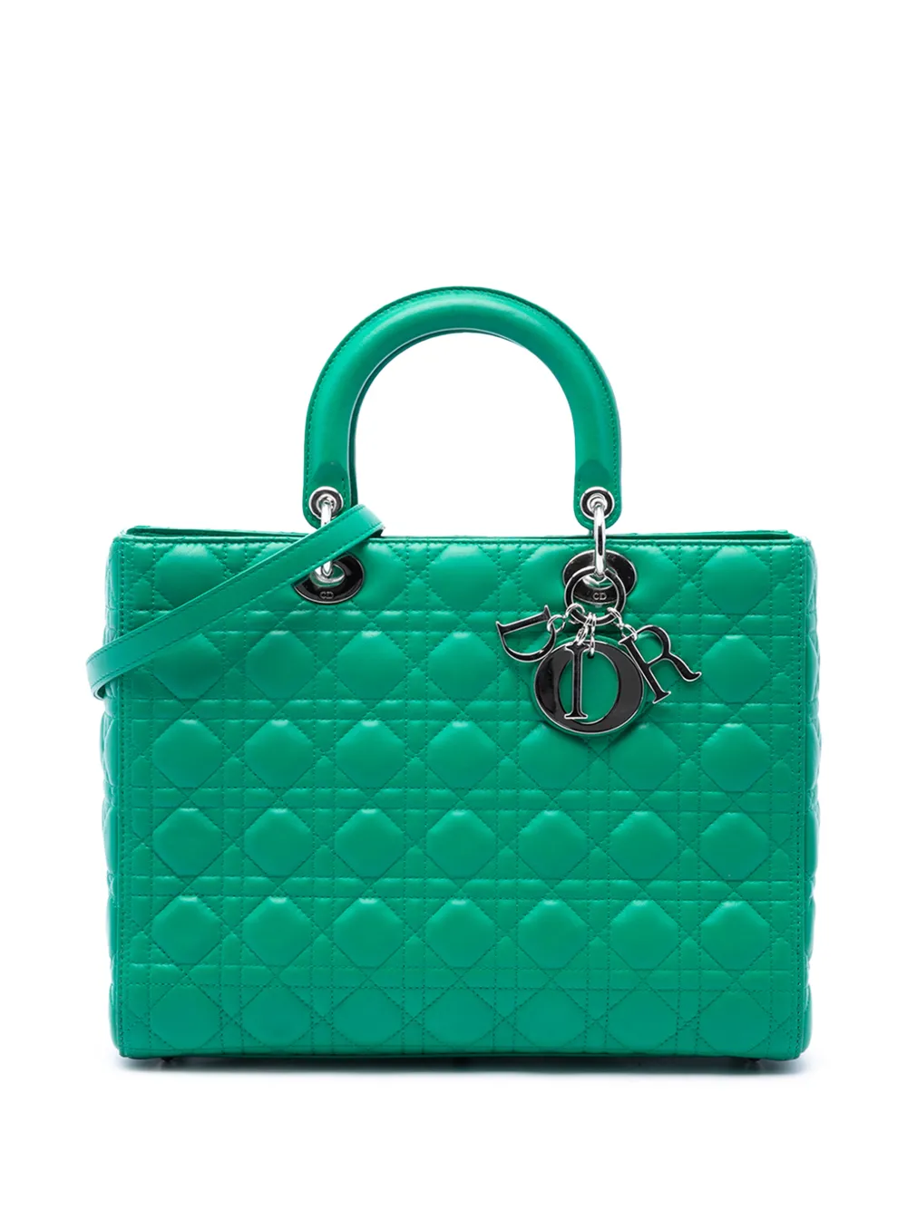 Christian Dior Pre-Owned 2013 große Cannage Lady Dior Satchel-Tasche - Grün