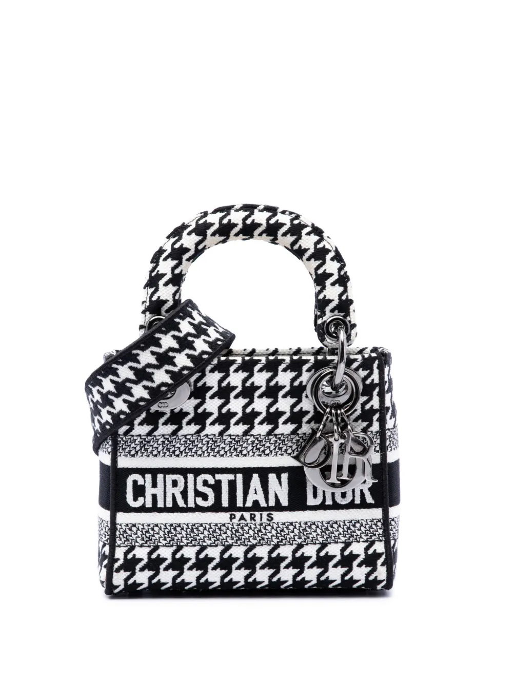 Christian Dior Pre-Owned mini sac à main Lady D Lite médium en toile brodée pied-de-poule (2022) - Blanc