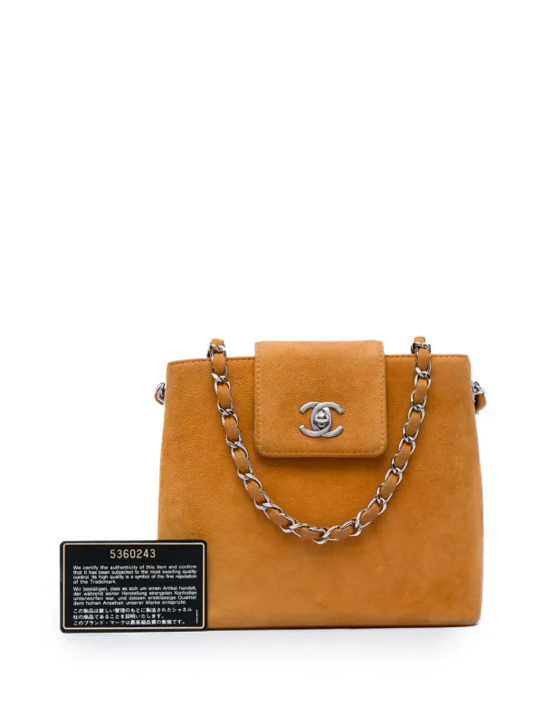 CHANEL Pre-Owned 1997-1999 CC Suede Handbag | Brown | FARFETCH