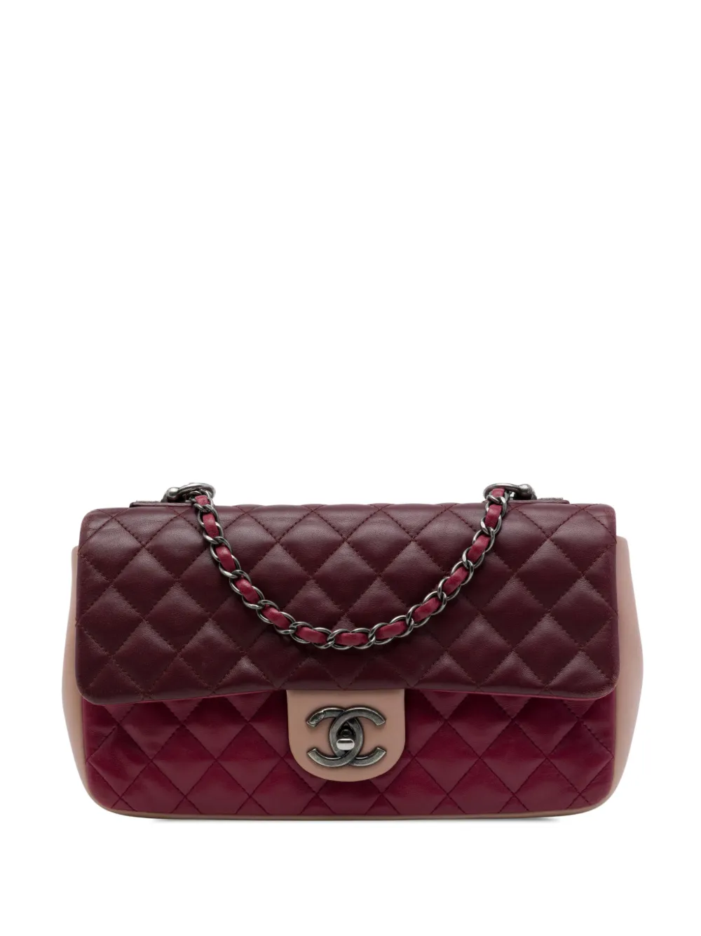 CHANEL Pre-Owned 2014-2015 Paris Edinburgh Medium Classic Tricolor Lambskin Single Flap shoulder bag - Rosso