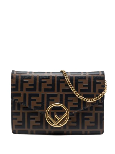 Fendi Pre-Owned 2010-2026 Zucca Embossed Leather F Is Fendi Envelope Wallet On Chain crossbody bag