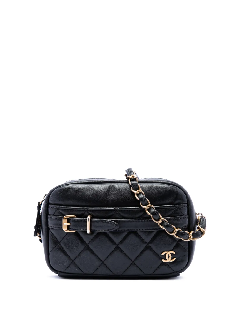 CHANEL Pre-Owned 2018-2019 Small Quilted Lambskin Buckle Camera Bag crossbody bag - Nero