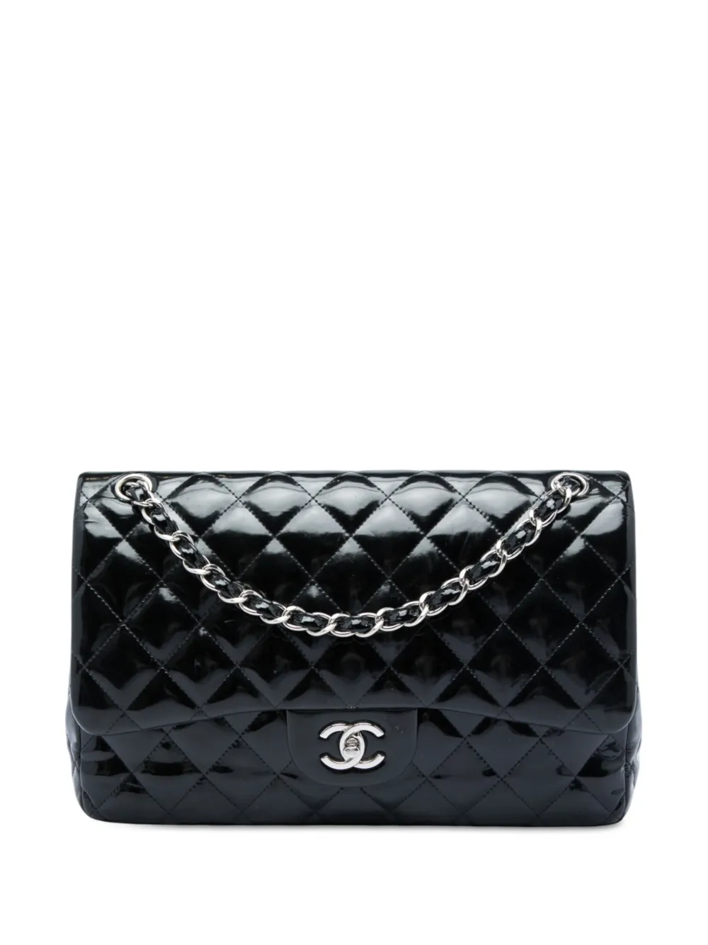 CHANEL Pre-Owned 2012-2013 Jumbo Classic Patent Double Flap shoulder bag - Nero