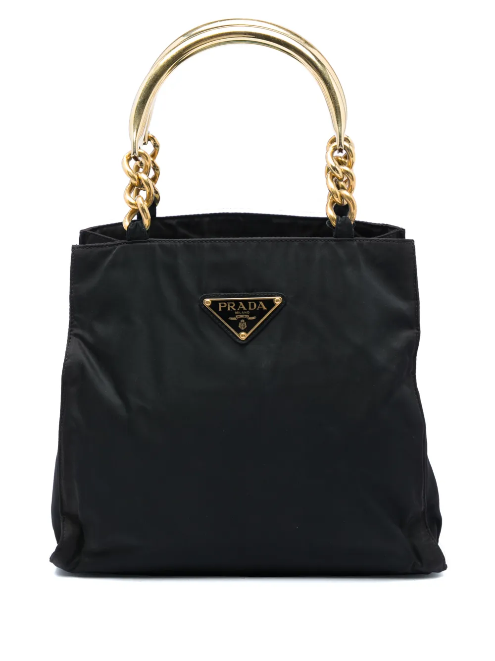 Prada Pre-Owned sac à main Tessuto à anse en métal (2013-2026) - Noir