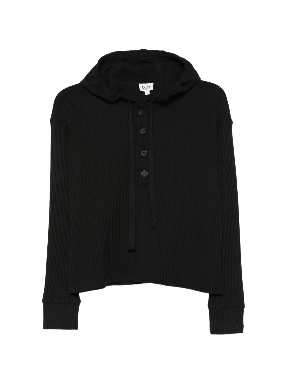 Bobi waffle-knit button-front hoodie