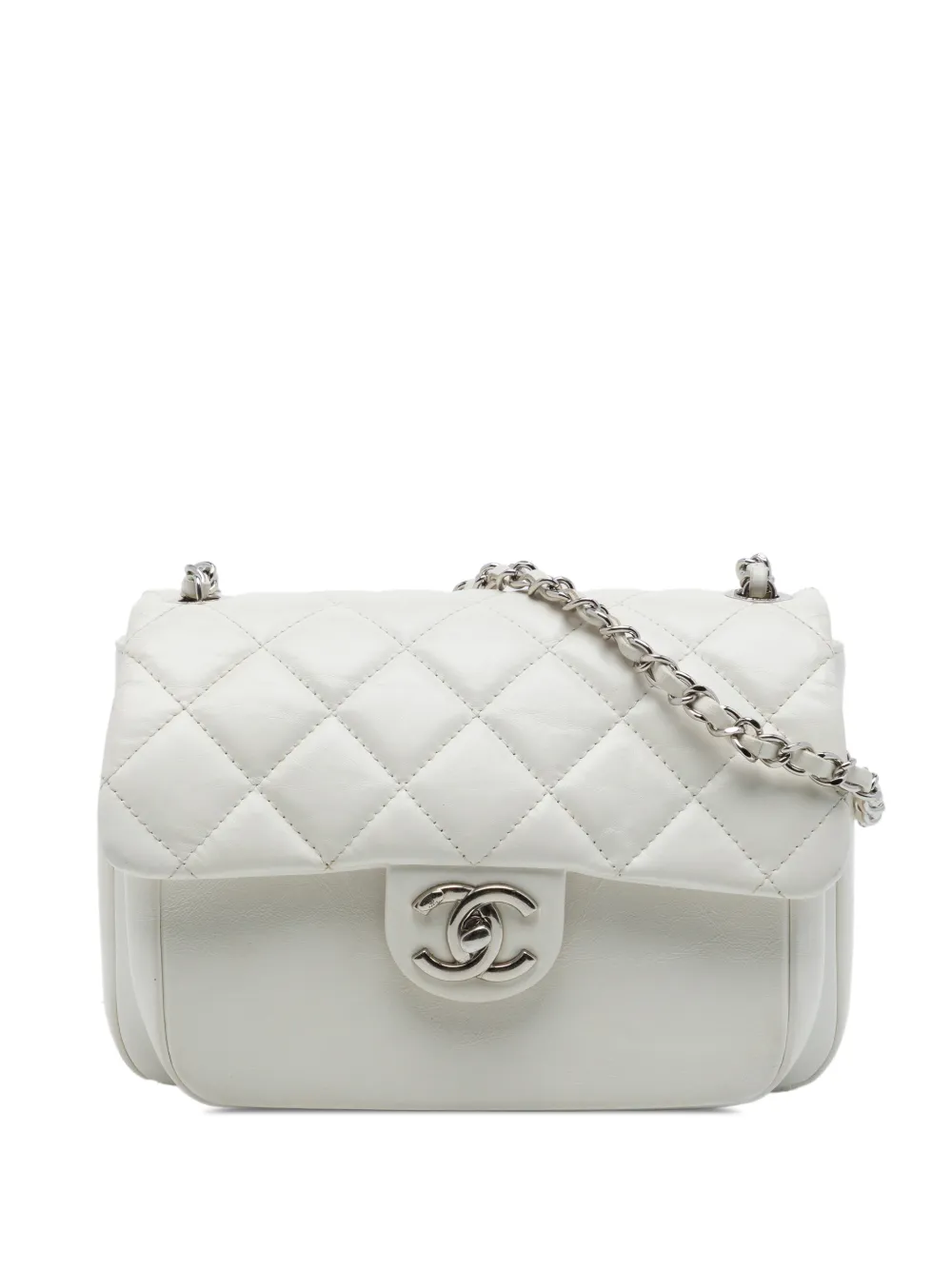 CHANEL Pre-Owned 2019 Quilted Aged Calfskin Express Zip Around Flap crossbody bag - Bianco