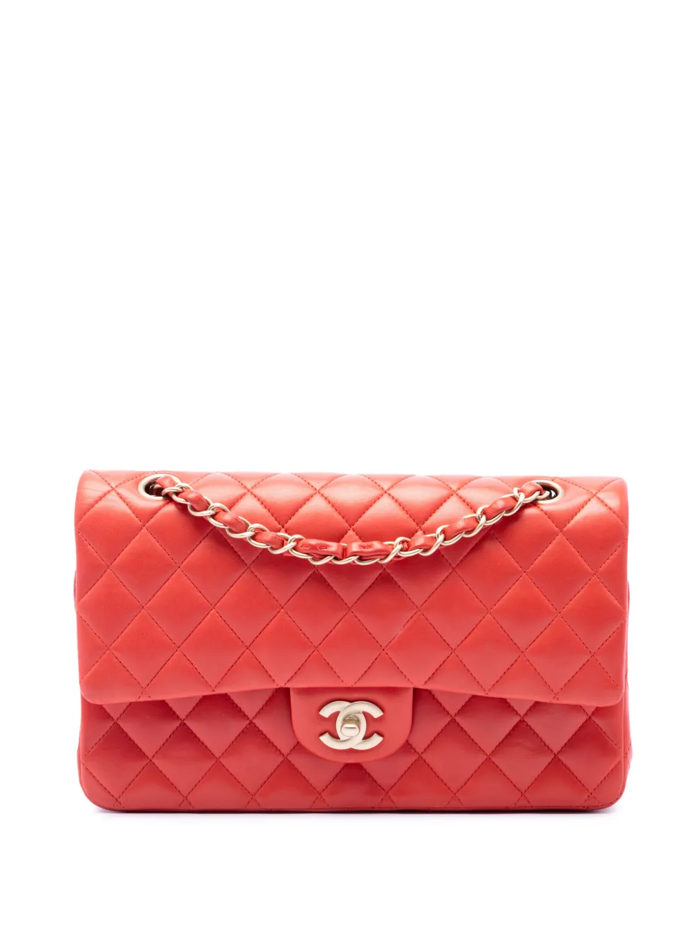 CHANEL Pre-Owned 2009-2010 Medium Classic Lambskin Double Flap shoulder bag - Orange