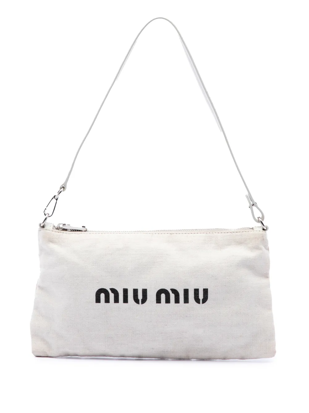 Miu Miu Pre-Owned sac à main Pochette en toile à logo (2010-2026) - Blanc Miu Miu Pre-Owned sac à main Pochette en toile à logo (2010-2026) - Blanc