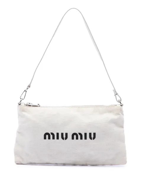 Miu Miu Pre-Owned bolsa de mano Pochette de lona con logo 2010-2026